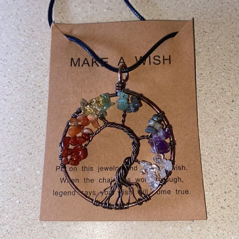 7 Chakras Tree Of Life Pendant Natural Crystal Chip Beads​